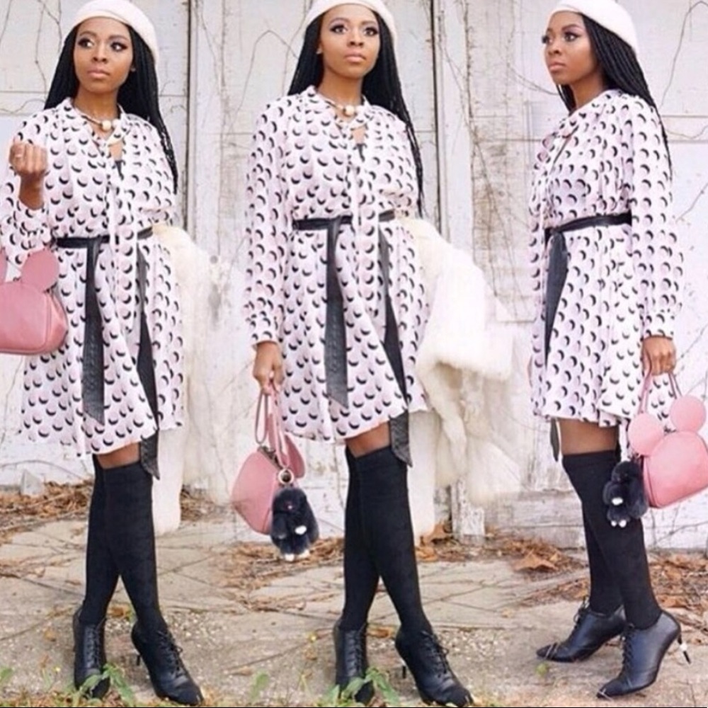 Long Sleeve Leather Belted Dress by Gracia